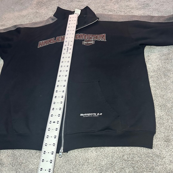 Harley Davidson Zip Up Sweatshirt Mens Large Black 2008 Motosports GP Quebec - Picture 9 of 13
